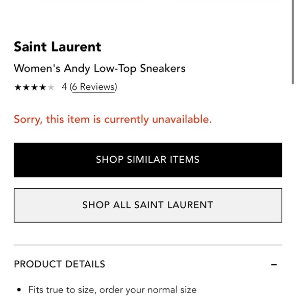 New in the box Saint Laurent
Women's Andy Low-Top Sneakers - Picture 8 of 8